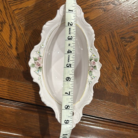 Vintage Lefton China Hand-Painted Flower Bud Vase 1186 and Candy Dish 1779 Set - Picture 13 of 17